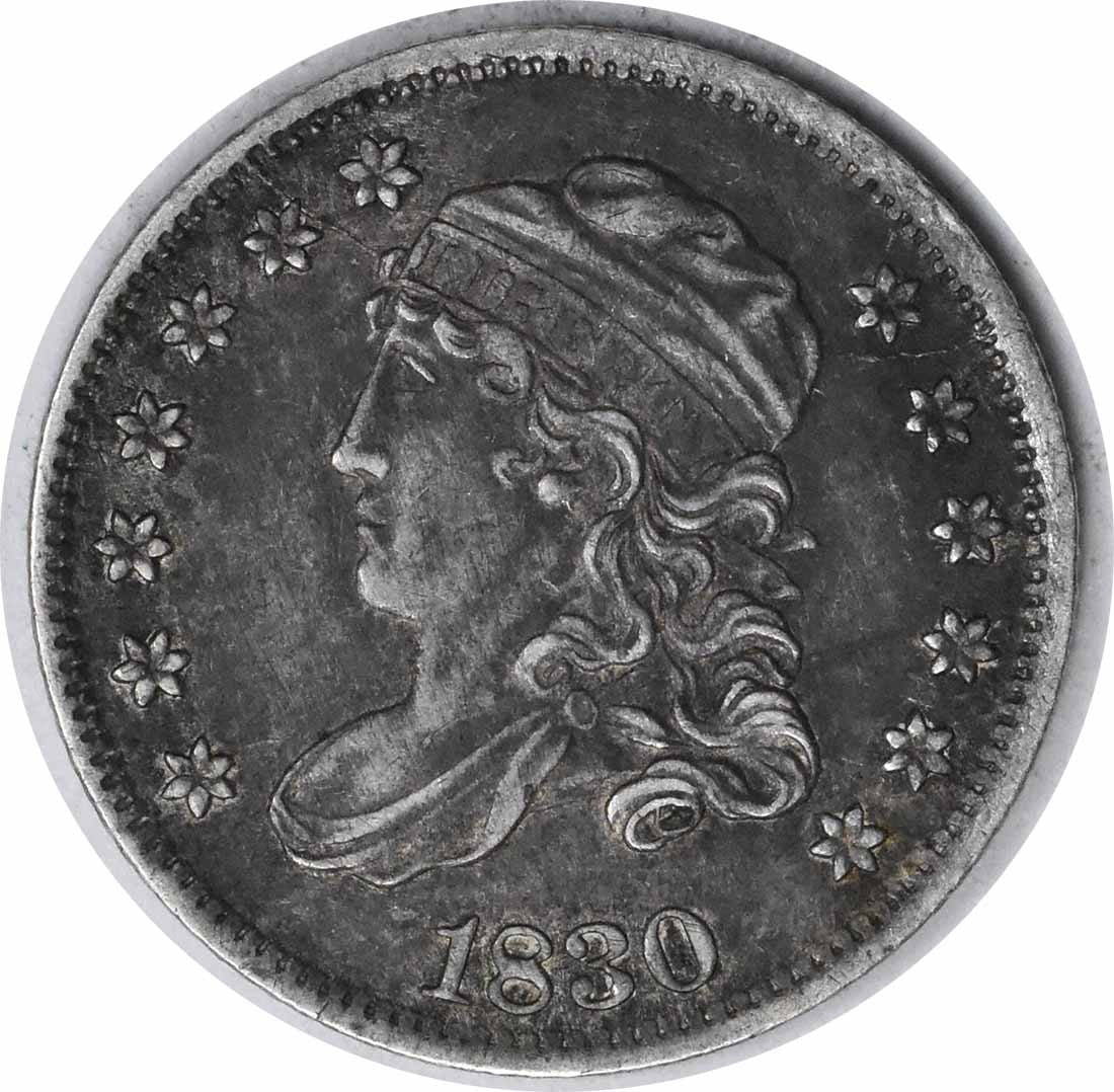1830 Capped Bust Half Dime AU Uncertified Philadelphia Mint: 1830 Capped Bust Half Dime AU Uncertified Philadelphia Mint This 1830 Bust Silver Half Dime features a classic Capped Bust design and is in AU (About Uncirculated) condition. Minted in Philadelphia, t
