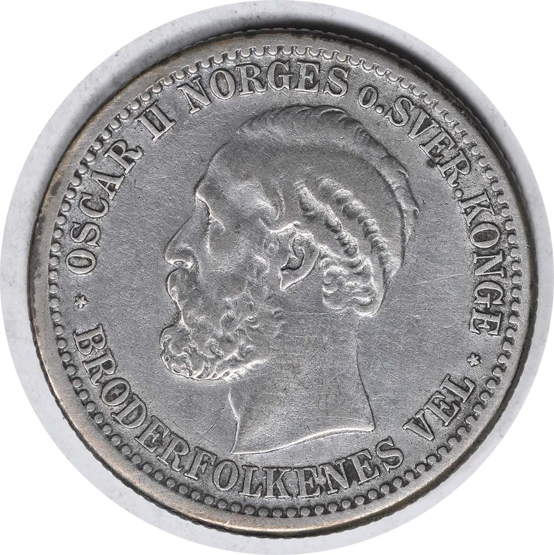 1877 Norway 50 Ore KM356 Silver Coin Uncertified VF: 1877 Norway 50 Ore KM356 Silver Coin Uncertified VF This 1877 Norway 50 Ore coin, designated KM356, features a silver composition and is classified as Very Fine (VF) grade. Being a circulated piece, i