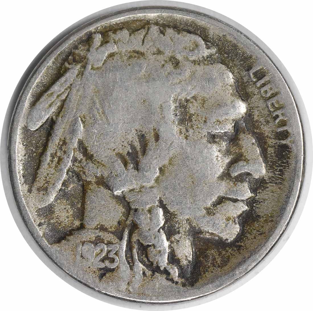 1923-S Buffalo 5C Nickel VF Uncertified: 1923-S Buffalo 5C Nickel VF Uncertified This is a 1923-S Buffalo Nickel from the United States, featuring a circulated condition with a Very Fine (VF) grade. The coin is uncertified and composed of ni