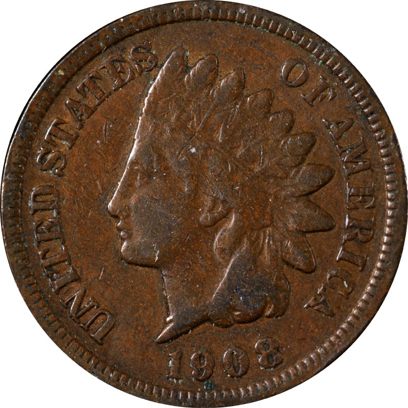 San Francisco Mint 1908-S Copper Indian Head Cent Coin (1 of 2)