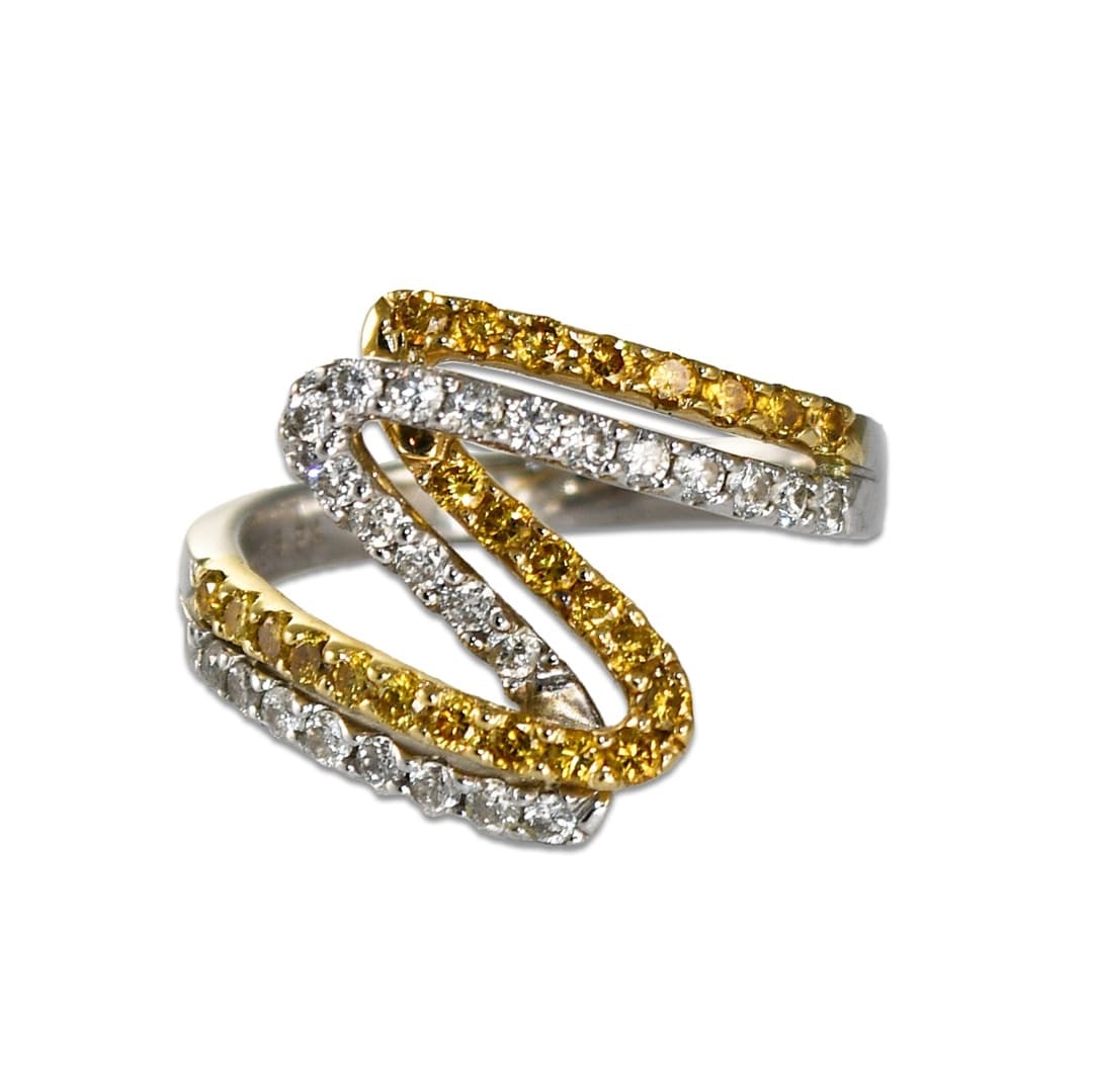 14K Two Tone Diamond Cocktail Ring Size 5.5 1.00ct (1 of 7)