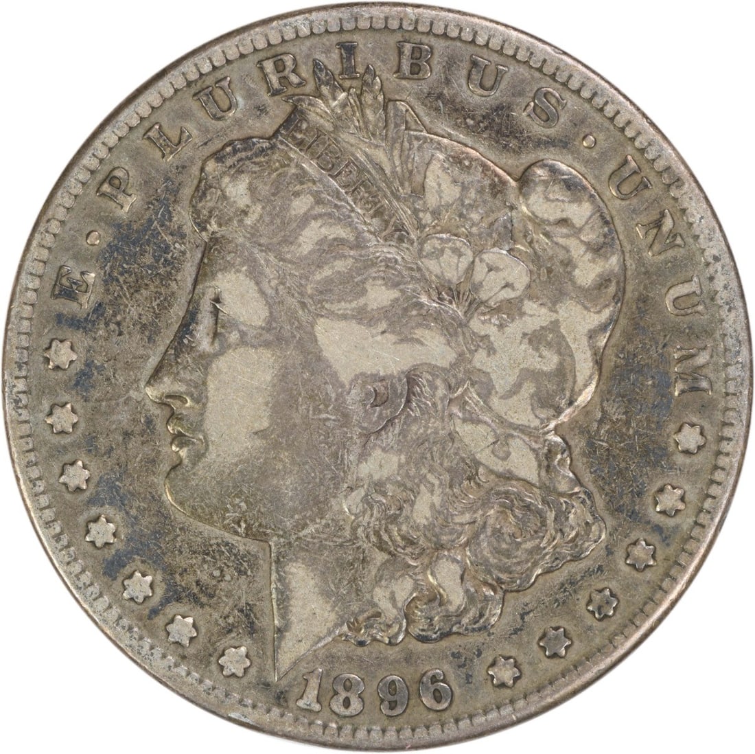 San Francisco Mint 1896 Morgan Dollar VF 90 Percent Silver Uncertified: San Francisco Mint 1896 Morgan Dollar VF 90 Percent Silver Uncertified This is an 1896-S Morgan Silver Dollar from the United States, struck at the San Francisco Mint. Composed of 90% silver and 10% c