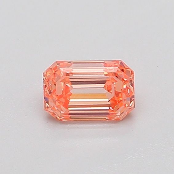Loose Diamond - EMERALD 0.38ct Fancy Vivid Orange Pink VS2: Loose Diamond - EMERALD 0.38ct Fancy Vivid Orange Pink VS2 Source: This is a real non-mined Diamond that has been grown in a lab Shape: EMERALD Carats: 0.38 Color: Fancy Vivid Orange Pink Certificatio