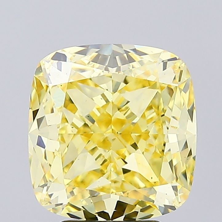 Loose Diamond - CUSHION MODIFIED 5.05ct Fancy Intense Yellow VS2: Loose Diamond - CUSHION MODIFIED 5.05ct Fancy Intense Yellow VS2 Source: This is a real non-mined Diamond that has been grown in a lab Shape: CUSHION MODIFIED Carats: 5.05 Color: Fancy Intense Yellow 