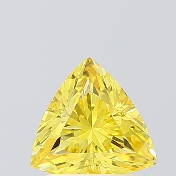 Loose Diamond - TRIANGULAR 1.06ct Fancy Vivid Yellow VVS2: Loose Diamond - TRIANGULAR 1.06ct Fancy Vivid Yellow VVS2 Source: This is a real non-mined Diamond that has been grown in a lab Shape: TRIANGULAR Carats: 1.06 Color: Fancy Vivid Yellow Certification: 
