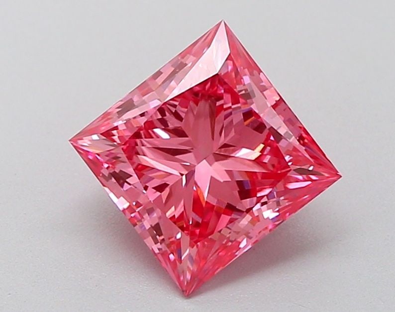 Loose Diamond - PRINCESS 1.88ct Fancy Vivid Pink VS1: Loose Diamond - PRINCESS 1.88ct Fancy Vivid Pink VS1 Source: This is a real non-mined Diamond that has been grown in a lab Shape: PRINCESS Carats: 1.88 Color: Fancy Vivid Pink Certification: IGI Video