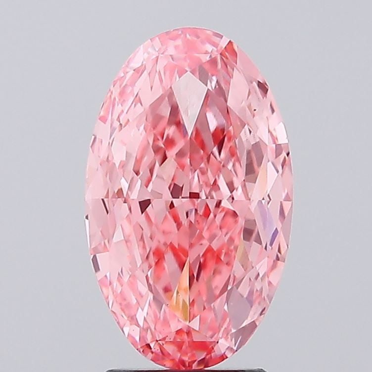 Loose Diamond - OVAL 3.84ct Fancy Vivid Pink VS2: Loose Diamond - OVAL 3.84ct Fancy Vivid Pink VS2 Source: This is a real non-mined Diamond that has been grown in a lab Shape: OVAL Carats: 3.84 Color: Fancy Vivid Pink Certification: IGI Video: