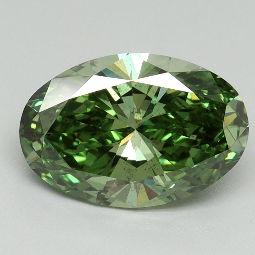 Loose Diamond - OVAL 2.02ct Fancy Vivid Green SI1: Loose Diamond - OVAL 2.02ct Fancy Vivid Green SI1 Source: This is a real non-mined Diamond that has been grown in a lab Shape: OVAL Carats: 2.02 Color: Fancy Vivid Green Certification: IGI Video: