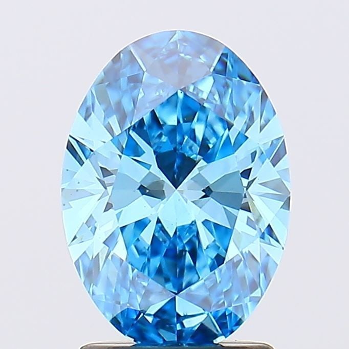 Loose Diamond - OVAL 1.8ct Fancy Vivid Blue VS1: Loose Diamond - OVAL 1.8ct Fancy Vivid Blue VS1 Source: This is a real non-mined Diamond that has been grown in a lab Shape: OVAL Carats: 1.8 Color: Fancy Vivid Blue Certification: IGI Video: