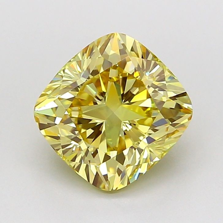 Loose Diamond - CUSHION MODIFIED 2.04ct Fancy Yellow VVS2: Loose Diamond - CUSHION MODIFIED 2.04ct Fancy Yellow VVS2 Source: This is a real non-mined Diamond that has been grown in a lab Shape: CUSHION MODIFIED Carats: 2.04 Color: Fancy Yellow Certification: 
