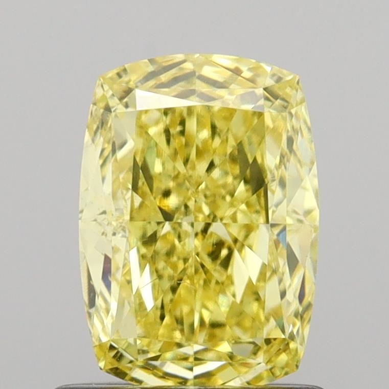 Loose Diamond - CUSHION MODIFIED 0.98ct Fancy Intense Yellow VS2: Loose Diamond - CUSHION MODIFIED 0.98ct Fancy Intense Yellow VS2 Source: This is a real non-mined Diamond that has been grown in a lab Shape: CUSHION MODIFIED Carats: 0.98 Color: Fancy Intense Yellow 