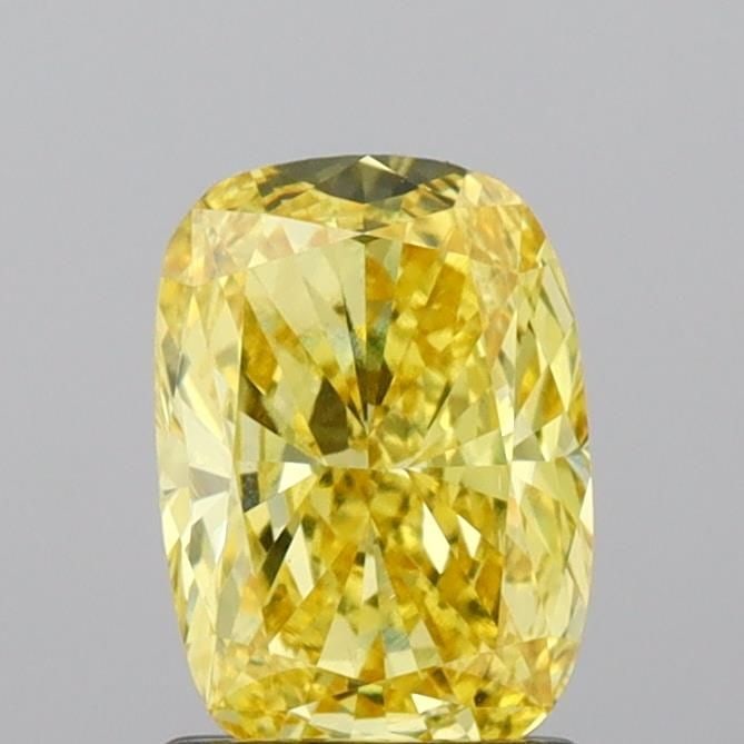 Loose Diamond - CUSHION MODIFIED 1.07ct Fancy Vivid Yellow VS1: Loose Diamond - CUSHION MODIFIED 1.07ct Fancy Vivid Yellow VS1 Source: This is a real non-mined Diamond that has been grown in a lab Shape: CUSHION MODIFIED Carats: 1.07 Color: Fancy Vivid Yellow Cert