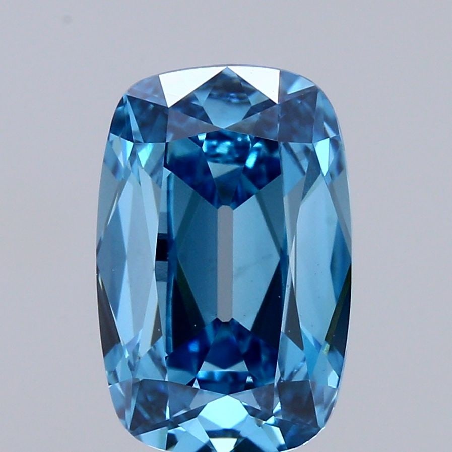 Loose Diamond - CUSHION BRILLIANT 2.02ct Fancy Vivid Blue VS1: Loose Diamond - CUSHION BRILLIANT 2.02ct Fancy Vivid Blue VS1 Source: This is a real non-mined Diamond that has been grown in a lab Shape: CUSHION BRILLIANT Carats: 2.02 Color: Fancy Vivid Blue Certif