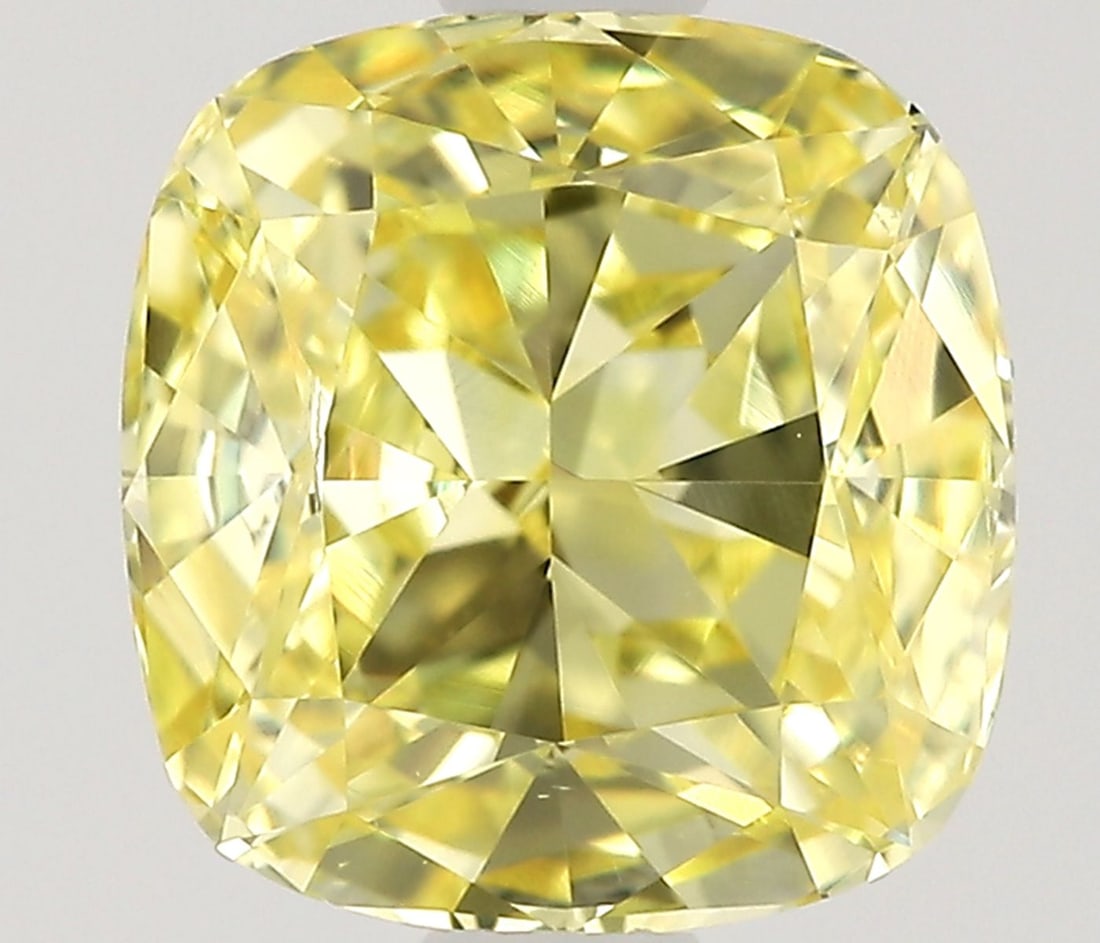 Loose Diamond - CUSHION MODIFIED 1.01ct Fancy Intense Yellow VS1: Loose Diamond - CUSHION MODIFIED 1.01ct Fancy Intense Yellow VS1 Source: This is a real non-mined Diamond that has been grown in a lab Shape: CUSHION MODIFIED Carats: 1.01 Color: Fancy Intense Yellow 