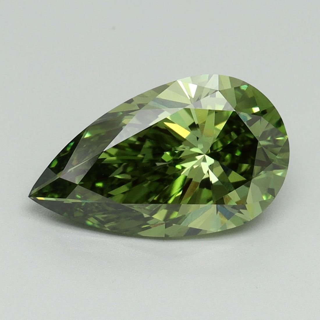 Loose Diamond - PEAR 2.6ct Fancy Vivid Green VS1: Loose Diamond - PEAR 2.6ct Fancy Vivid Green VS1 Source: This is a real non-mined Diamond that has been grown in a lab Shape: PEAR Carats: 2.6 Color: Fancy Vivid Green Certification: IGI Video: