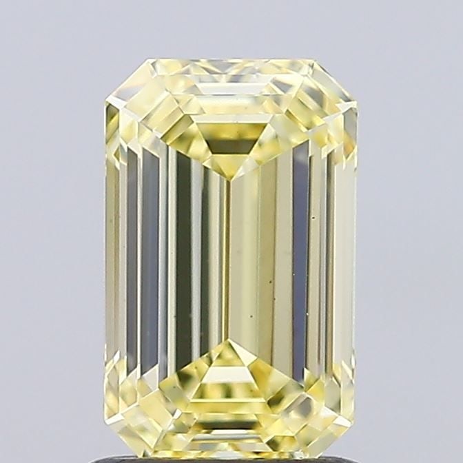 Loose Diamond - EMERALD 1.4ct Fancy Light Yellow VS1: Loose Diamond - EMERALD 1.4ct Fancy Light Yellow VS1 Source: This is a real non-mined Diamond that has been grown in a lab Shape: EMERALD Carats: 1.4 Color: Fancy Light Yellow Certification: IGI Video