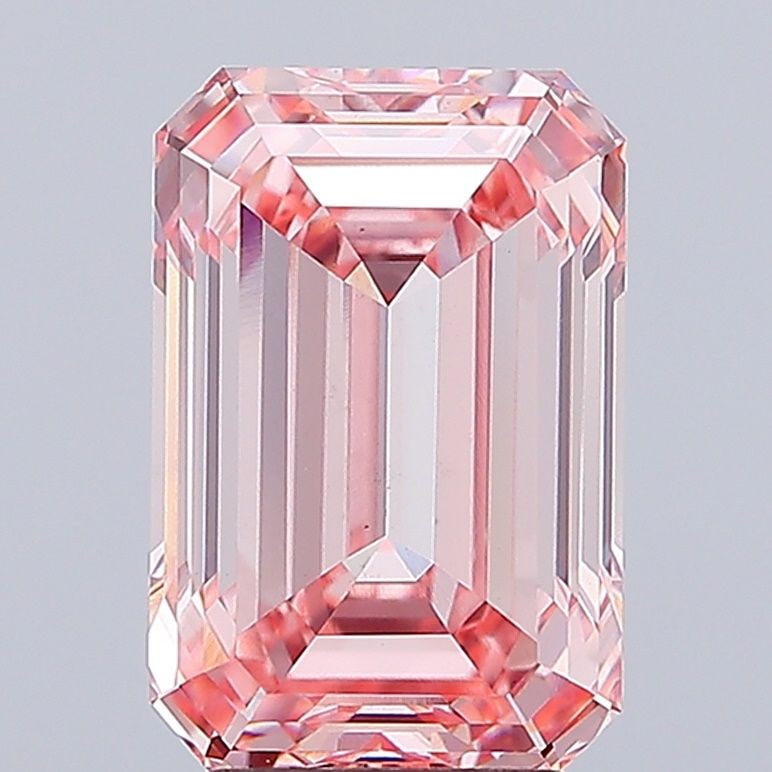 Loose Diamond - EMERALD 5.08ct Fancy Vivid Pink VS1: Loose Diamond - EMERALD 5.08ct Fancy Vivid Pink VS1 Source: This is a real non-mined Diamond that has been grown in a lab Shape: EMERALD Carats: 5.08 Color: Fancy Vivid Pink Certification: IGI Video: