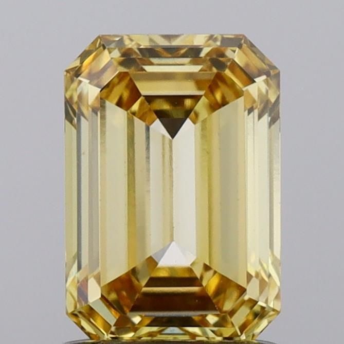 Loose Diamond - EMERALD 1.24ct Fancy Vivid Yellow VS1: Loose Diamond - EMERALD 1.24ct Fancy Vivid Yellow VS1 Source: This is a real non-mined Diamond that has been grown in a lab Shape: EMERALD Carats: 1.24 Color: Fancy Vivid Yellow Certification: NONE