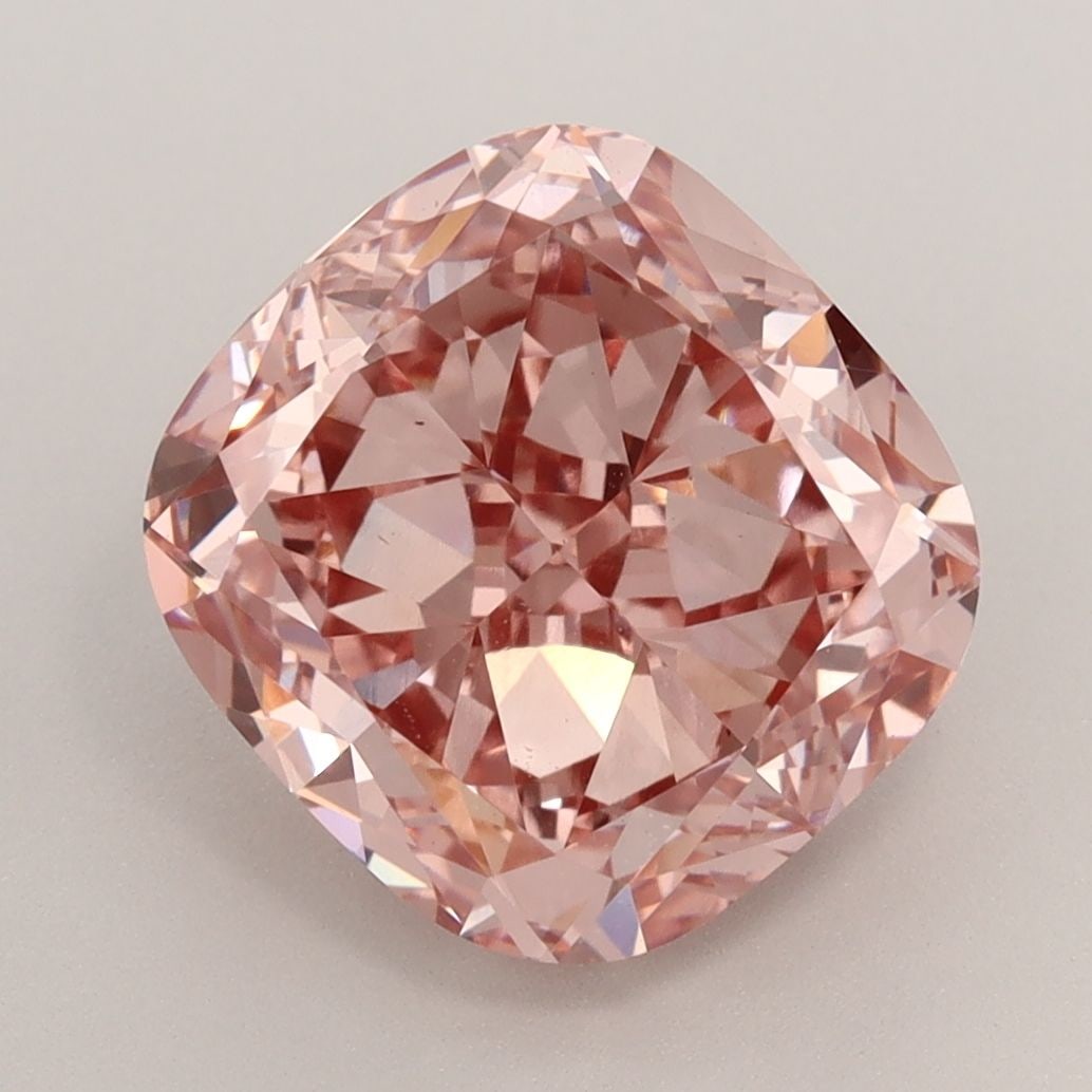 Loose Diamond - CUSHION BRILLIANT 4.09ct Fancy Vivid Brownish Pink VS1: Loose Diamond - CUSHION BRILLIANT 4.09ct Fancy Vivid Brownish Pink VS1 Source: This is a real non-mined Diamond that has been grown in a lab Shape: CUSHION BRILLIANT Carats: 4.09 Color: Fancy Vivid Br