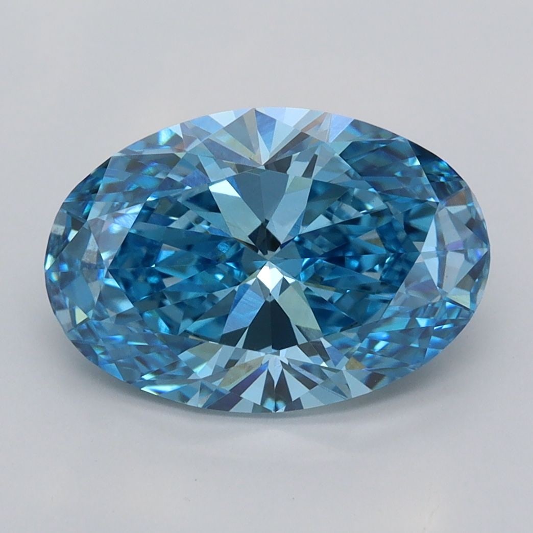 Loose Diamond - OVAL 3.03ct Fancy Vivid Blue VVS2: Loose Diamond - OVAL 3.03ct Fancy Vivid Blue VVS2 Source: This is a real non-mined Diamond that has been grown in a lab Shape: OVAL Carats: 3.03 Color: Fancy Vivid Blue Certification: IGI Video: