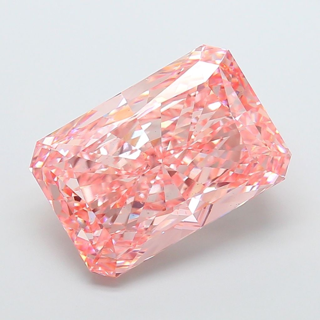 Loose Diamond - RADIANT 17.1ct Fancy Vivid Pink VS2: Loose Diamond - RADIANT 17.1ct Fancy Vivid Pink VS2 Source: This is a real non-mined Diamond that has been grown in a lab Shape: RADIANT Carats: 17.1 Color: Fancy Vivid Pink Certification: IGI Video: