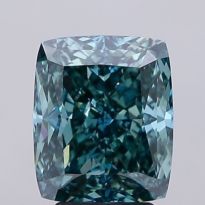 Loose Diamond - CUSHION MODIFIED 4.01ct Fancy Vivid Green VS1: Loose Diamond - CUSHION MODIFIED 4.01ct Fancy Vivid Green VS1 Source: This is a real non-mined Diamond that has been grown in a lab Shape: CUSHION MODIFIED Carats: 4.01 Color: Fancy Vivid Green Certif