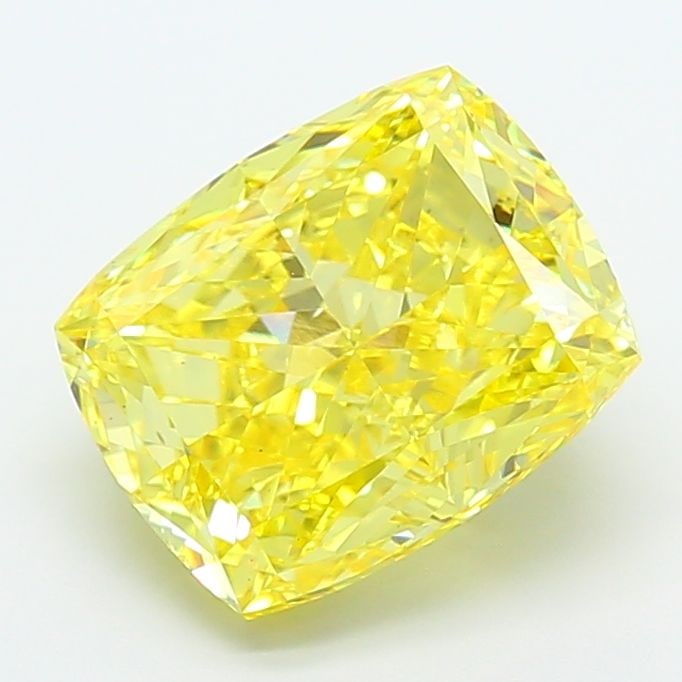 Loose Diamond - CUSHION MODIFIED 5.03ct Fancy Vivid Yellow VS2: Loose Diamond - CUSHION MODIFIED 5.03ct Fancy Vivid Yellow VS2 Source: This is a real non-mined Diamond that has been grown in a lab Shape: CUSHION MODIFIED Carats: 5.03 Color: Fancy Vivid Yellow Cert