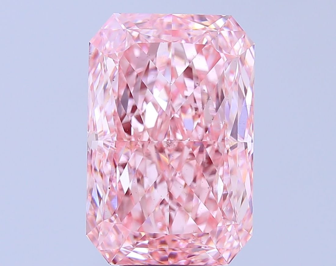 Loose Diamond - RADIANT 8.69ct Fancy Intense Pink VS2: Loose Diamond - RADIANT 8.69ct Fancy Intense Pink VS2 Source: This is a real non-mined Diamond that has been grown in a lab Shape: RADIANT Carats: 8.69 Color: Fancy Intense Pink Certification: IGI Vid