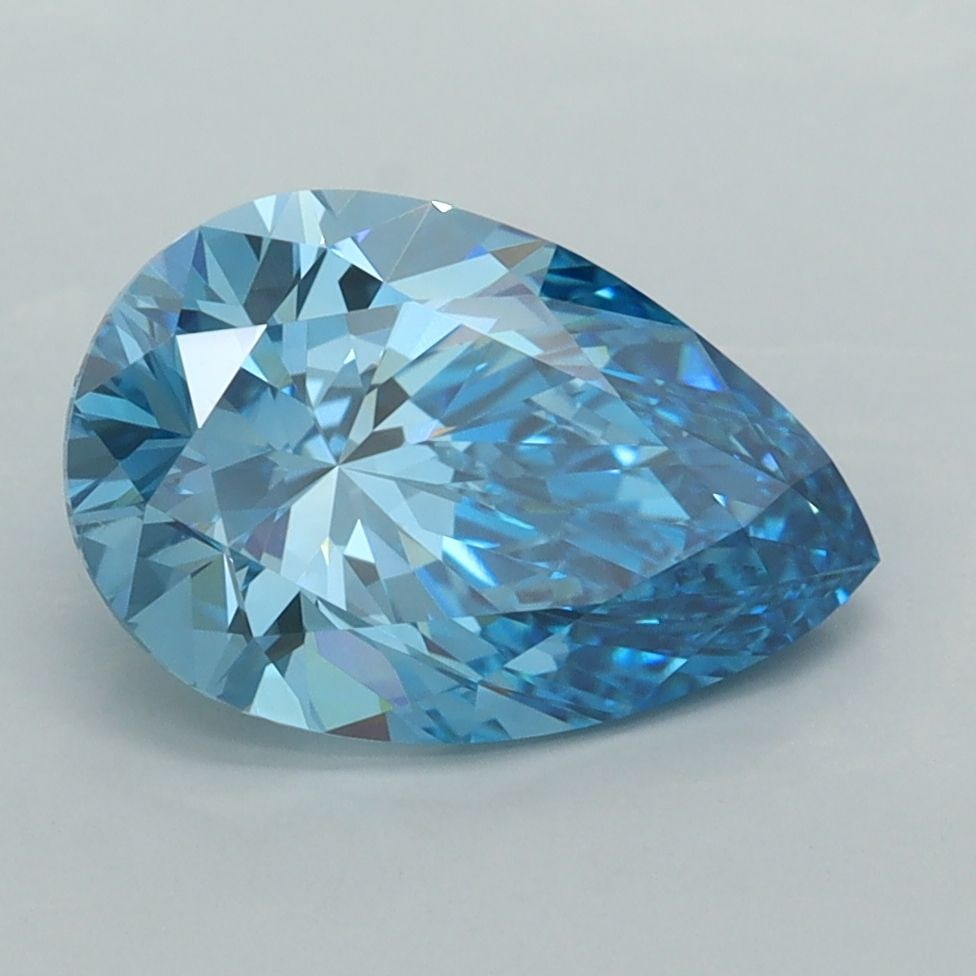 Loose Diamond - PEAR 2.56ct Fancy Vivid Blue VVS2: Loose Diamond - PEAR 2.56ct Fancy Vivid Blue VVS2 Source: This is a real non-mined Diamond that has been grown in a lab Shape: PEAR Carats: 2.56 Color: Fancy Vivid Blue Certification: IGI Video:
