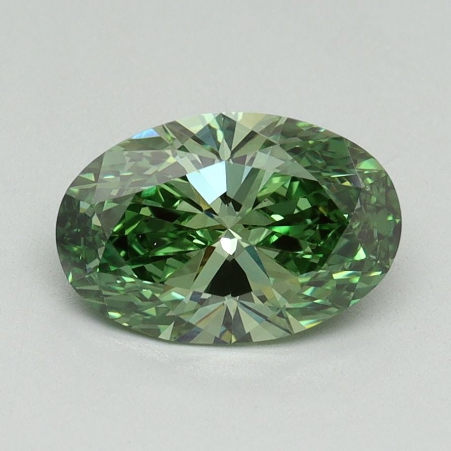 Loose Diamond - OVAL 1.32ct Fancy Vivid Green VS2: Loose Diamond - OVAL 1.32ct Fancy Vivid Green VS2 Source: This is a real non-mined Diamond that has been grown in a lab Shape: OVAL Carats: 1.32 Color: Fancy Vivid Green Certification: IGI Video: