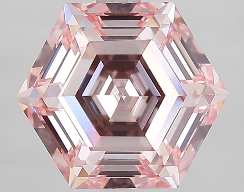 Loose Diamond - HEXAGONAL 3.09ct Fancy Pink VVS2: Loose Diamond - HEXAGONAL 3.09ct Fancy Pink VVS2 Source: This is a real non-mined Diamond that has been grown in a lab Shape: HEXAGONAL Carats: 3.09 Color: Fancy Pink Certification: IGI Video: