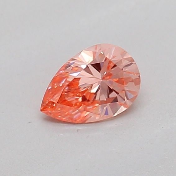 Loose Diamond - PEAR 0.16ct Fancy Vivid Pinkish Orange VS1: Loose Diamond - PEAR 0.16ct Fancy Vivid Pinkish Orange VS1 Source: This is a real non-mined Diamond that has been grown in a lab Shape: PEAR Carats: 0.16 Color: Fancy Vivid Pinkish Orange Certificatio