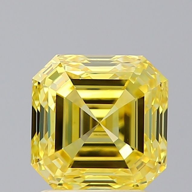 Loose Diamond - SQUARE EMERALD 2.01ct Fancy Vivid Yellow VS1: Loose Diamond - SQUARE EMERALD 2.01ct Fancy Vivid Yellow VS1 Source: This is a real non-mined Diamond that has been grown in a lab Shape: SQUARE EMERALD Carats: 2.01 Color: Fancy Vivid Yellow Certific