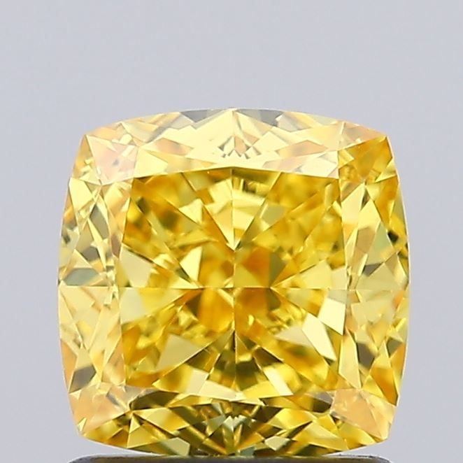 Loose Diamond - CUSHION MODIFIED 1.61ct Fancy Vivid Yellow VS1: Loose Diamond - CUSHION MODIFIED 1.61ct Fancy Vivid Yellow VS1 Source: This is a real non-mined Diamond that has been grown in a lab Shape: CUSHION MODIFIED Carats: 1.61 Color: Fancy Vivid Yellow Cert