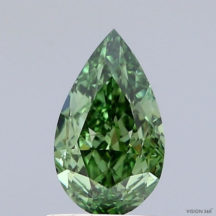 Loose Diamond - PEAR 1.35ct Fancy Vivid Green VS1: Loose Diamond - PEAR 1.35ct Fancy Vivid Green VS1 Source: This is a real non-mined Diamond that has been grown in a lab Shape: PEAR Carats: 1.35 Color: Fancy Vivid Green Certification: IGI Video:
