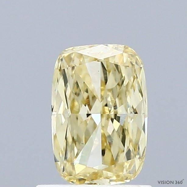 Loose Diamond - CUSHION MODIFIED 0.98ct Fancy Yellow VS1: Loose Diamond - CUSHION MODIFIED 0.98ct Fancy Yellow VS1 Source: This is a real non-mined Diamond that has been grown in a lab Shape: CUSHION MODIFIED Carats: 0.98 Color: Fancy Yellow Certification: I