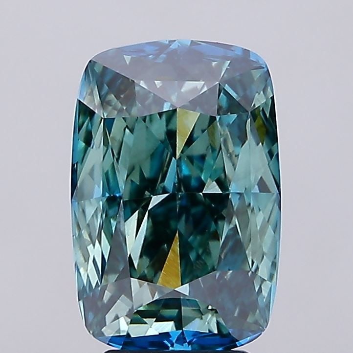 Loose Diamond - CUSHION MODIFIED 5.0ct Fancy Vivid Blue Green VS2: Loose Diamond - CUSHION MODIFIED 5.0ct Fancy Vivid Blue Green VS2 Source: This is a real non-mined Diamond that has been grown in a lab Shape: CUSHION MODIFIED Carats: 5.0 Color: Fancy Vivid Blue Gree