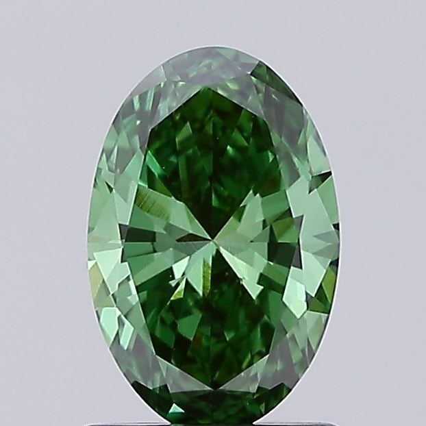 Loose Diamond - OVAL 0.97ct Fancy Vivid Green VS1: Loose Diamond - OVAL 0.97ct Fancy Vivid Green VS1 Source: This is a real non-mined Diamond that has been grown in a lab Shape: OVAL Carats: 0.97 Color: Fancy Vivid Green Certification: IGI Video: