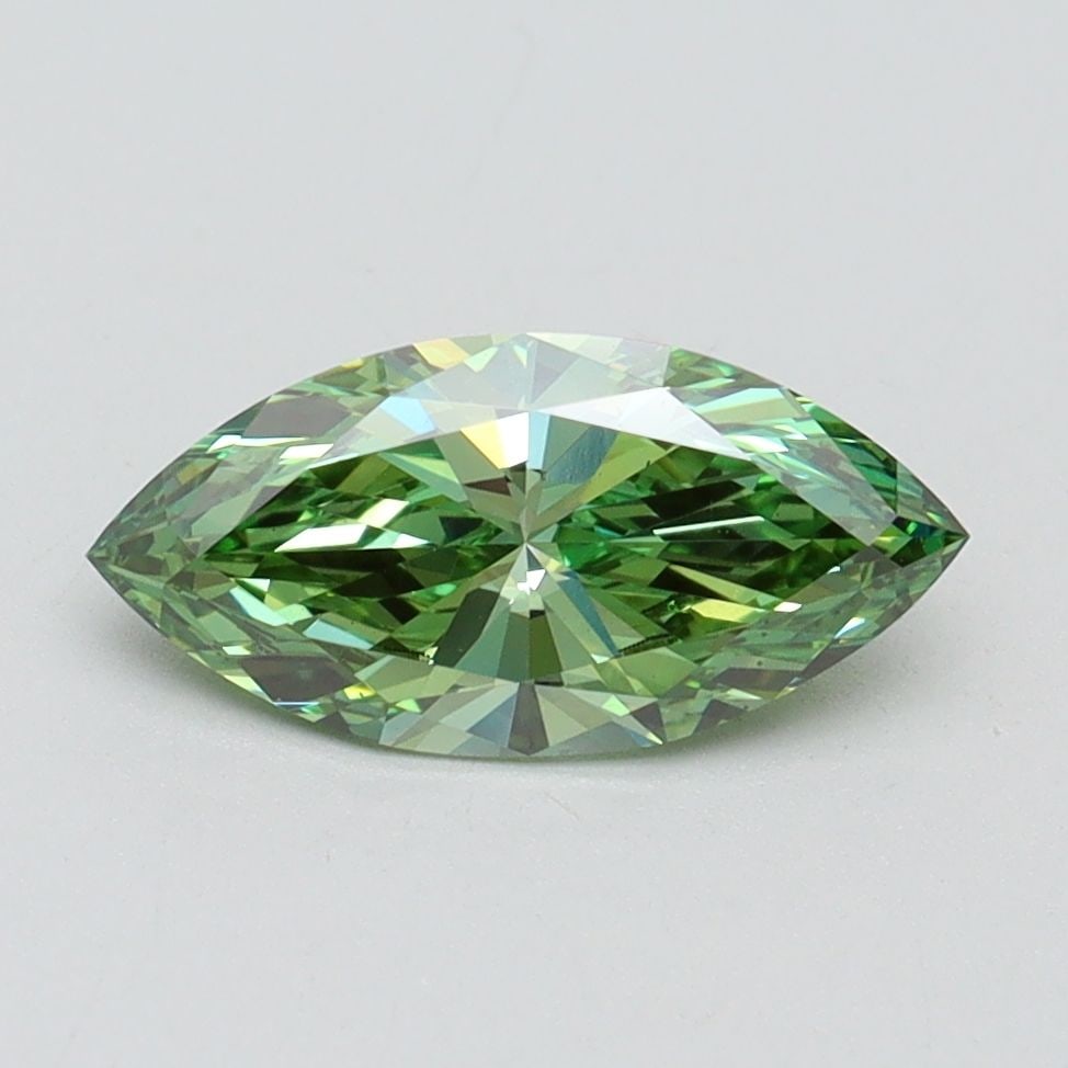 Loose Diamond - MARQUISE 1.01ct Fancy Vivid Green VS2: Loose Diamond - MARQUISE 1.01ct Fancy Vivid Green VS2 Source: This is a real non-mined Diamond that has been grown in a lab Shape: MARQUISE Carats: 1.01 Color: Fancy Vivid Green Certification: IGI Vid