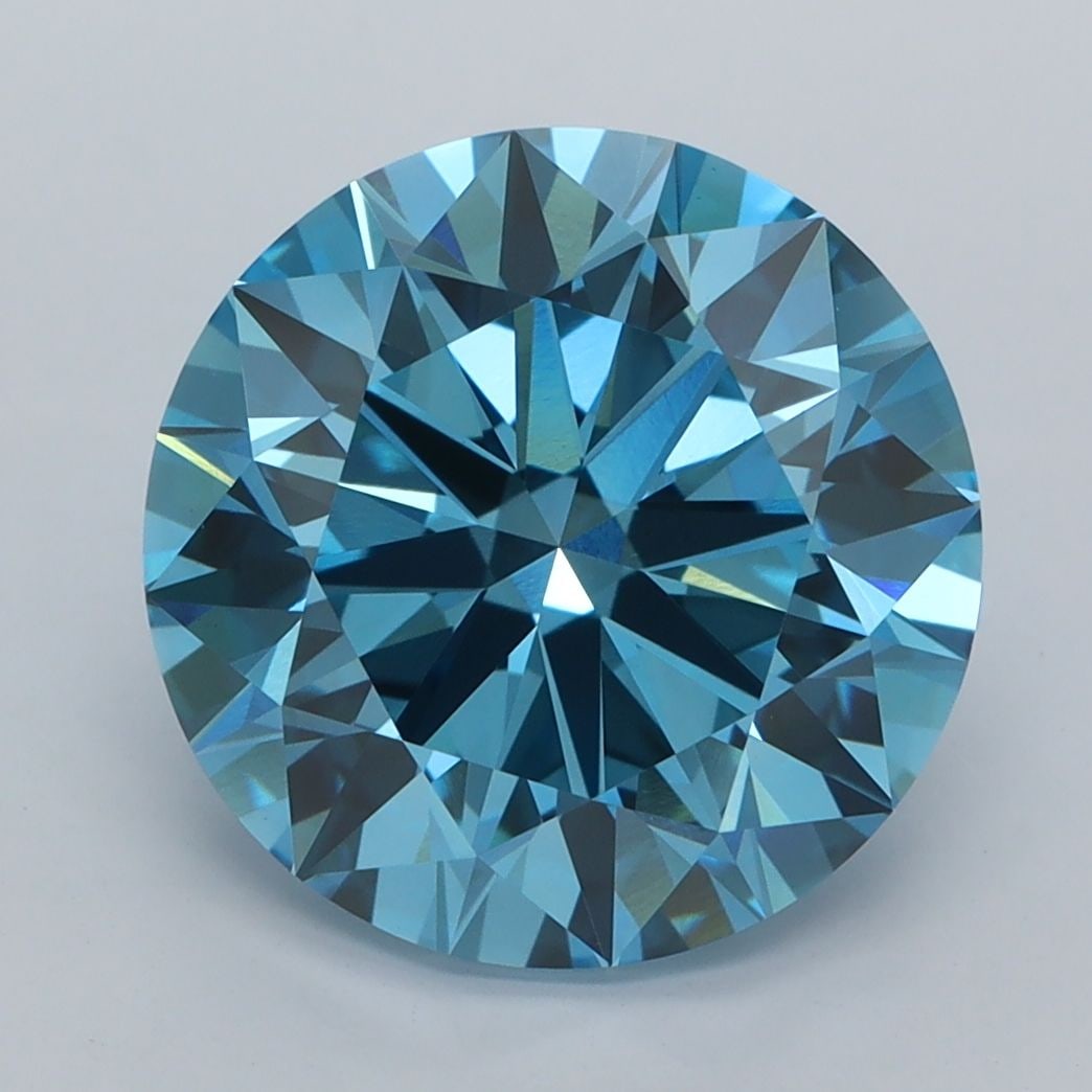 Loose Diamond - ROUND 5.0ct Fancy Vivid Blue VVS2: Loose Diamond - ROUND 5.0ct Fancy Vivid Blue VVS2 Source: This is a real non-mined Diamond that has been grown in a lab Shape: ROUND Carats: 5.0 Color: Fancy Vivid Blue Certification: IGI Video: