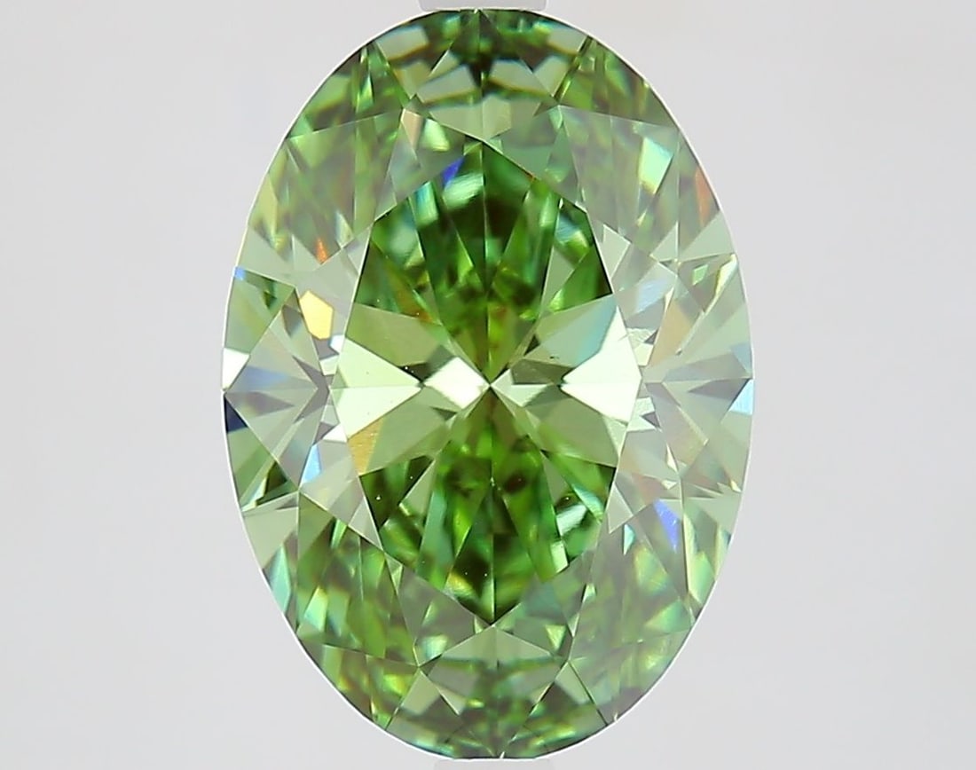Loose Diamond - OVAL 4.09ct Fancy Vivid Green VVS2: Loose Diamond - OVAL 4.09ct Fancy Vivid Green VVS2 Source: This is a real non-mined Diamond that has been grown in a lab Shape: OVAL Carats: 4.09 Color: Fancy Vivid Green Certification: IGI Video: