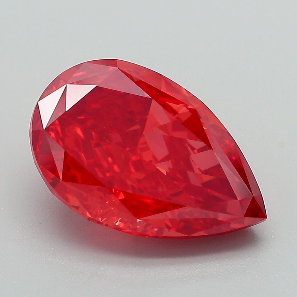 Loose Diamond - PEAR 4.16ct Fancy Vivid Red VS1: Loose Diamond - PEAR 4.16ct Fancy Vivid Red VS1 Source: This is a real non-mined Diamond that has been grown in a lab Shape: PEAR Carats: 4.16 Color: Fancy Vivid Red Certification: IGI Video: