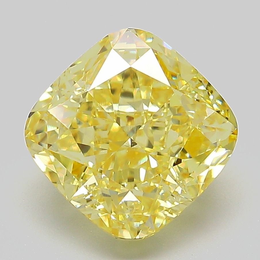 Loose Diamond - CUSHION MODIFIED 4.58ct Fancy Vivid Yellow VS1: Loose Diamond - CUSHION MODIFIED 4.58ct Fancy Vivid Yellow VS1 Source: This is a real non-mined Diamond that has been grown in a lab Shape: CUSHION MODIFIED Carats: 4.58 Color: Fancy Vivid Yellow Cert