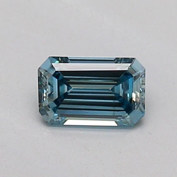 Loose Diamond - EMERALD 0.2ct Fancy Vivid Greenish Blue VS2: Loose Diamond - EMERALD 0.2ct Fancy Vivid Greenish Blue VS2 Source: This is a real non-mined Diamond that has been grown in a lab Shape: EMERALD Carats: 0.2 Color: Fancy Vivid Greenish Blue Certificat