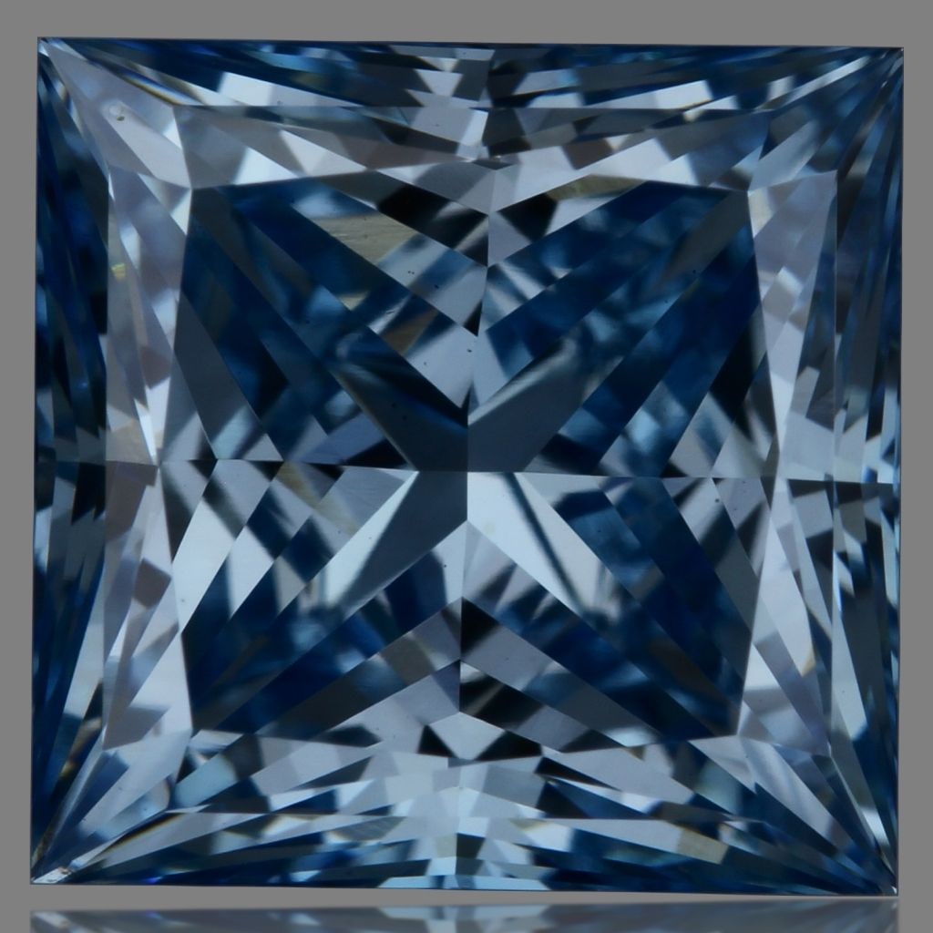 Loose Diamond - PRINCESS 1.89ct Fancy Vivid Blue VS1: Loose Diamond - PRINCESS 1.89ct Fancy Vivid Blue VS1 Source: This is a real non-mined Diamond that has been grown in a lab Shape: PRINCESS Carats: 1.89 Color: Fancy Vivid Blue Certification: IGI Video