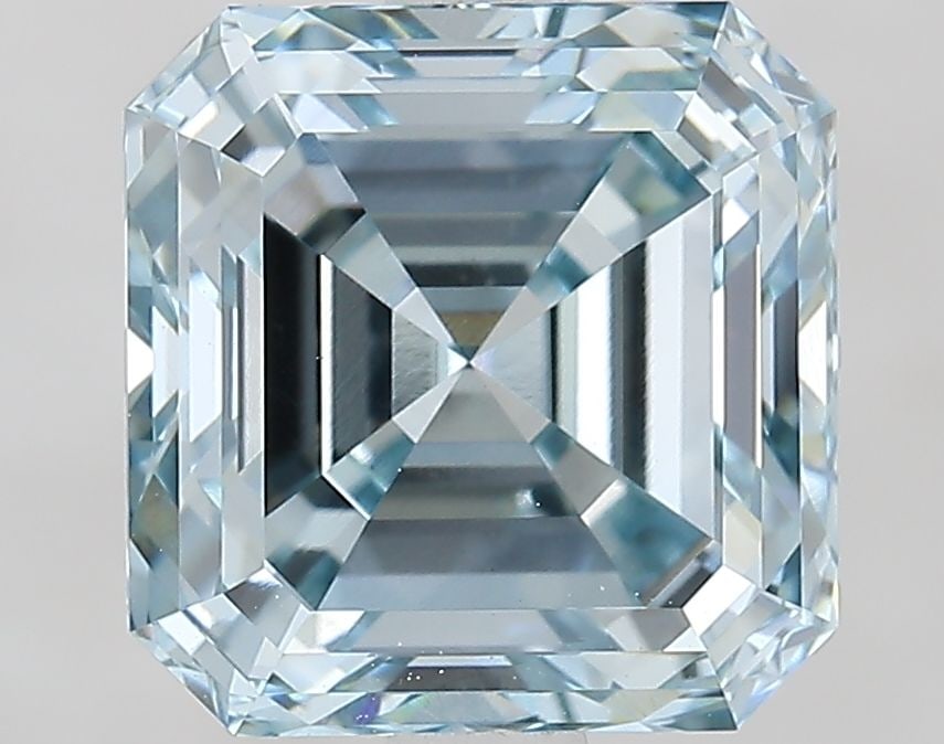 Loose Diamond - ASSCHER 2.61ct Fancy Intense Greenish Blue VS1: Loose Diamond - ASSCHER 2.61ct Fancy Intense Greenish Blue VS1 Source: This is a real non-mined Diamond that has been grown in a lab Shape: ASSCHER Carats: 2.61 Color: Fancy Intense Greenish Blue Cert