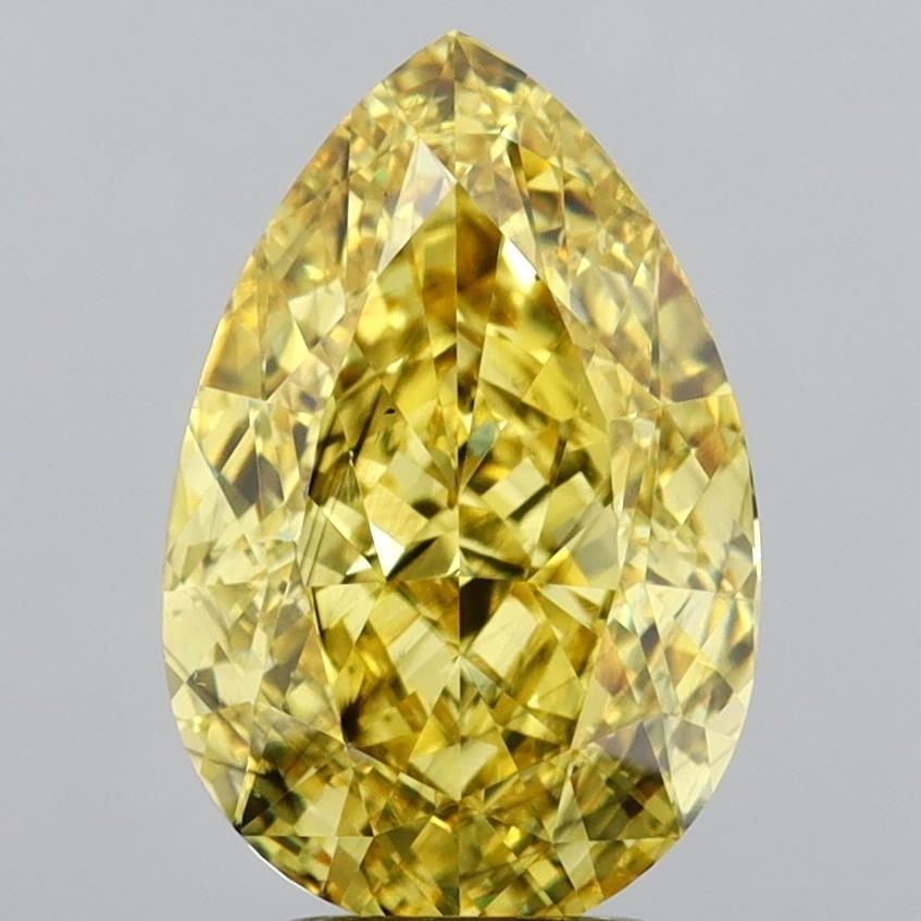 Loose Diamond - PEAR 5.03ct Fancy Vivid Yellow SI1: Loose Diamond - PEAR 5.03ct Fancy Vivid Yellow SI1 Source: This is a real non-mined Diamond that has been grown in a lab Shape: PEAR Carats: 5.03 Color: Fancy Vivid Yellow Certification: IGI Video: