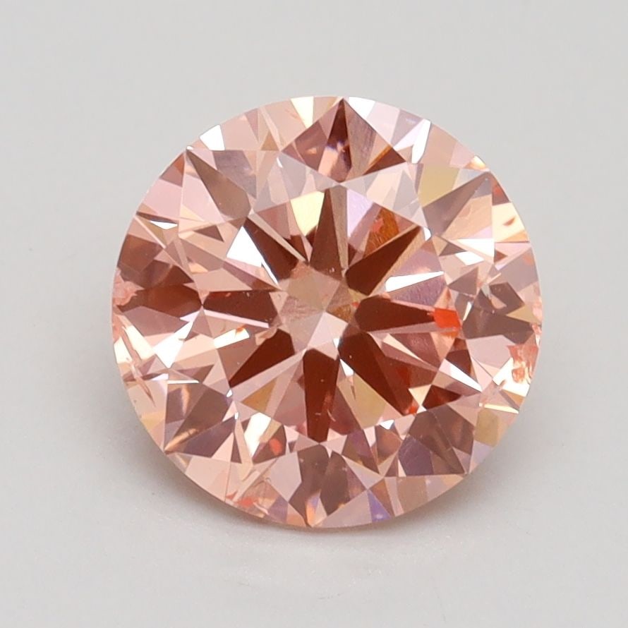 Loose Diamond - ROUND 2.02ct Fancy Intense Orangey Pink SI2: Loose Diamond - ROUND 2.02ct Fancy Intense Orangey Pink SI2 Source: This is a real non-mined Diamond that has been grown in a lab Shape: ROUND Carats: 2.02 Color: Fancy Intense Orangey Pink Certificat