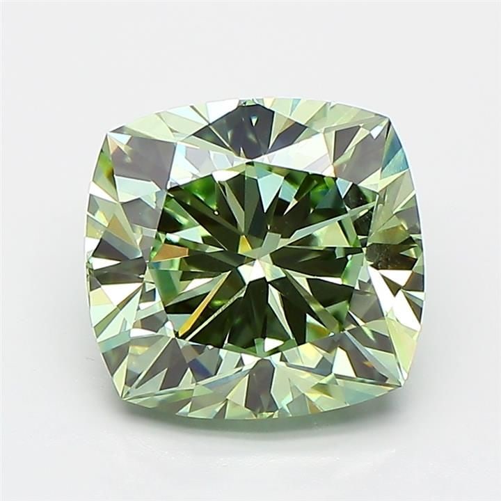 Loose Diamond - CUSHION MODIFIED 3.13ct Fancy Vivid Green VVS2: Loose Diamond - CUSHION MODIFIED 3.13ct Fancy Vivid Green VVS2 Source: This is a real non-mined Diamond that has been grown in a lab Shape: CUSHION MODIFIED Carats: 3.13 Color: Fancy Vivid Green Certi