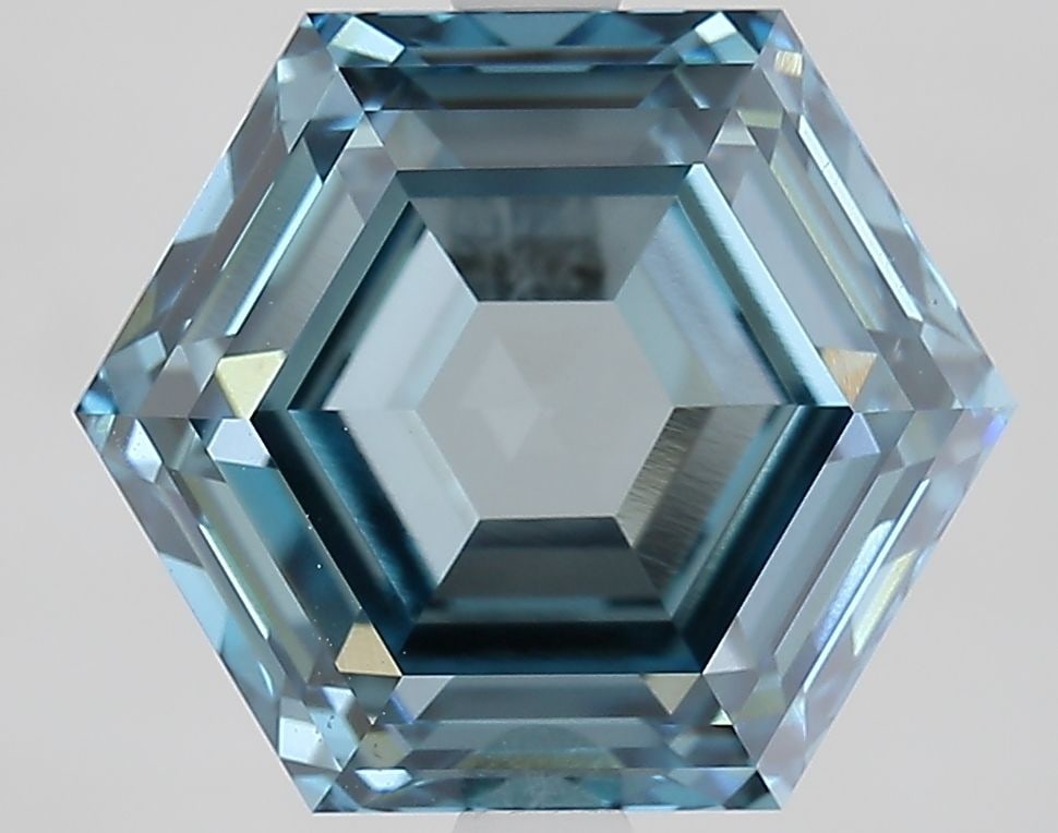 Loose Diamond - HEXAGONAL 4.34ct Fancy Intense Blue VVS2: Loose Diamond - HEXAGONAL 4.34ct Fancy Intense Blue VVS2 Source: This is a real non-mined Diamond that has been grown in a lab Shape: HEXAGONAL Carats: 4.34 Color: Fancy Intense Blue Certification: IG